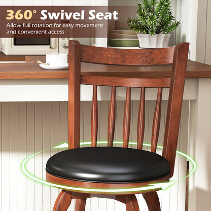 Swivel Bar Stools Set Of 2, 24 Inches, Faux Leather Upholstered, Black Bar Stools at Gallery Canada