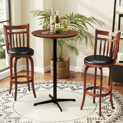 Swivel Bar Stools Set Of 2, 29 Inches, Faux Leather Upholstered, Black Bar Stools at Gallery Canada