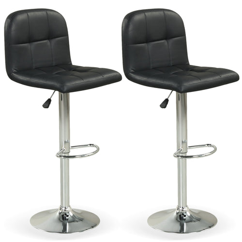Swivel Bar Stools Set Of 2, With Footrests And Metal Base, Black