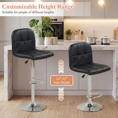 Swivel Bar Stools Set Of 2, With Footrests And Metal Base, Black Bar Stools at Gallery Canada