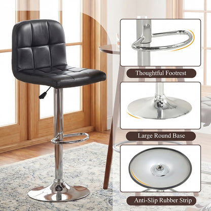 Swivel Bar Stools Set Of 2, With Footrests And Metal Base, Black Bar Stools at Gallery Canada