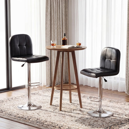 Swivel Bar Stools Set Of 2, With Footrests And Metal Base, Black Bar Stools at Gallery Canada