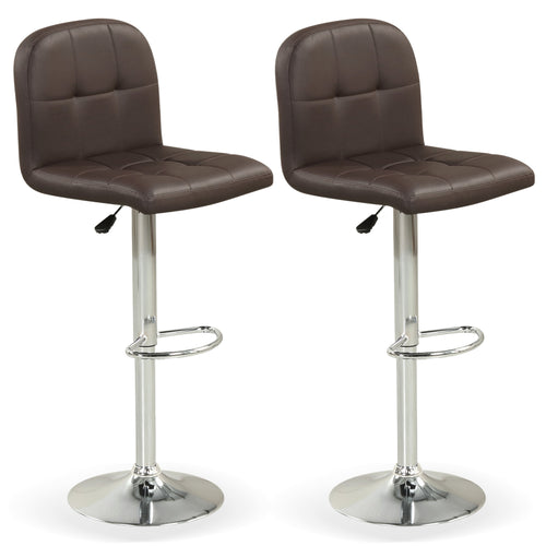 Swivel Bar Stools Set Of 2, With Footrests And Metal Base, Brown