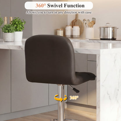 Swivel Bar Stools Set Of 2, With Footrests And Metal Base, Brown Bar Stools at Gallery Canada