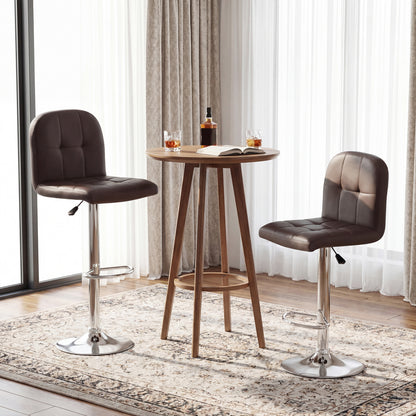 Swivel Bar Stools Set Of 2, With Footrests And Metal Base, Brown Bar Stools at Gallery Canada