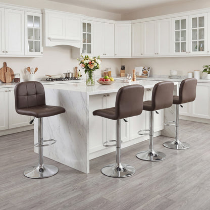Swivel Bar Stools Set Of 2, With Footrests And Metal Base, Brown Bar Stools at Gallery Canada