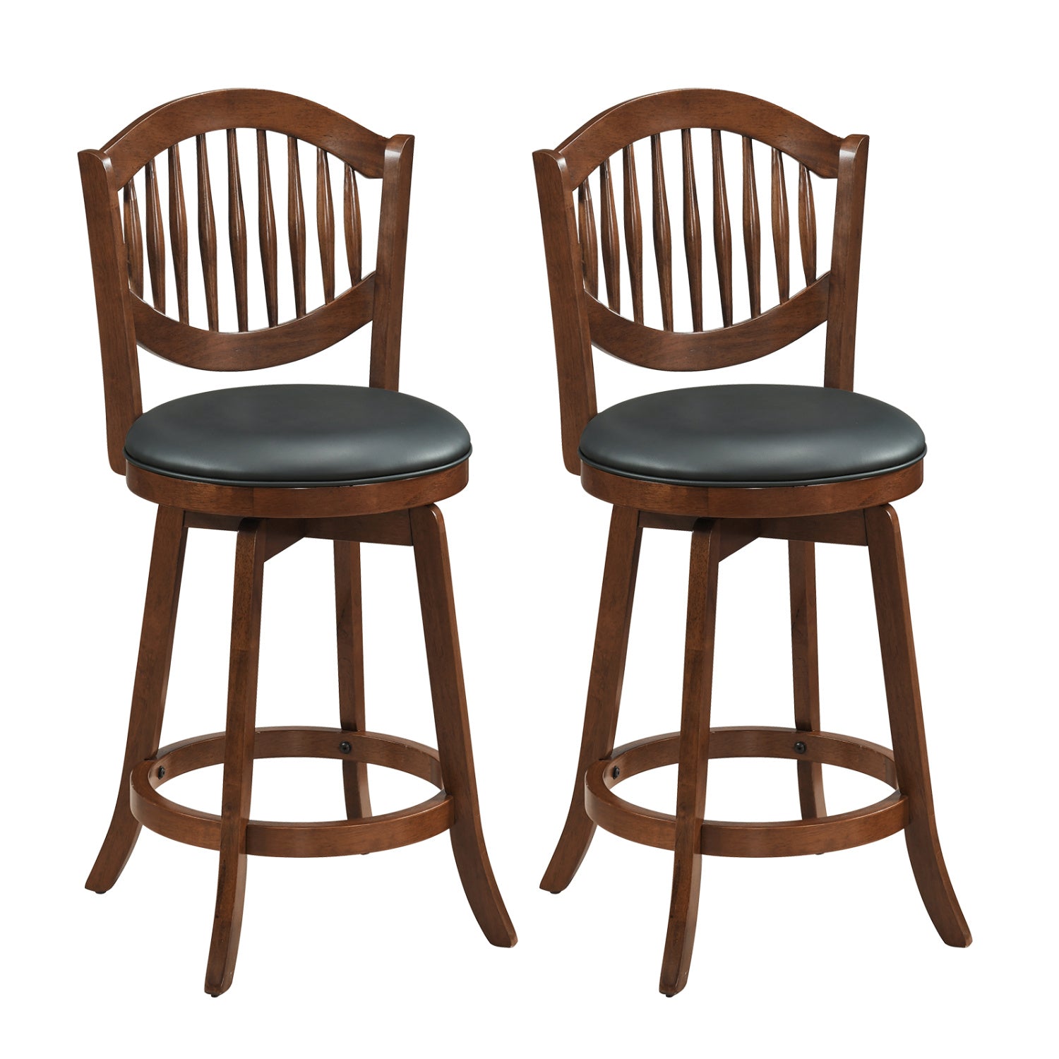 Swivel Bar Stools Set of 2 with Backrest and Wood Frame-25 Inches, Espresso Bar Stools at Gallery Canada