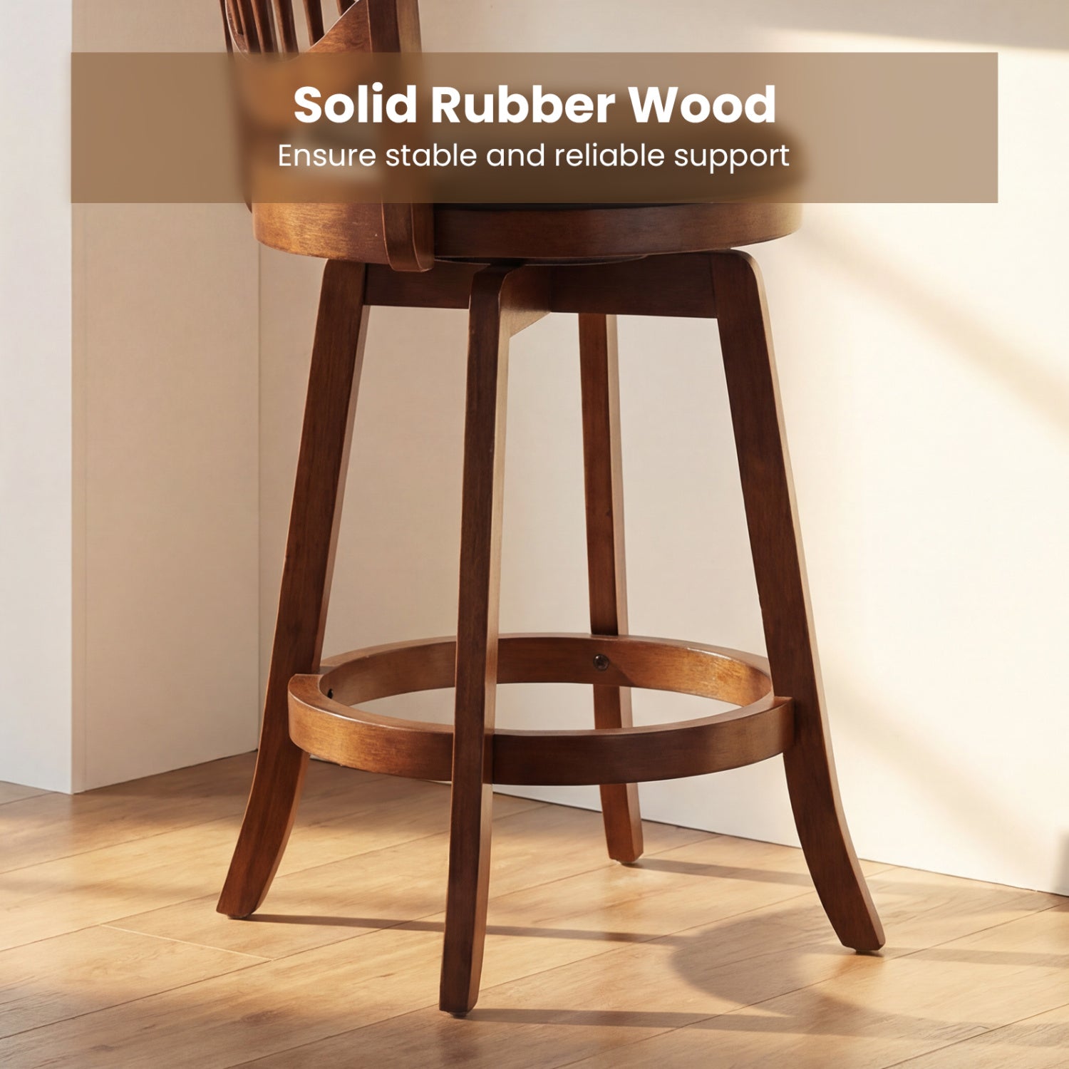 Swivel Bar Stools Set of 2 with Backrest and Wood Frame-25 Inches, Espresso Bar Stools at Gallery Canada