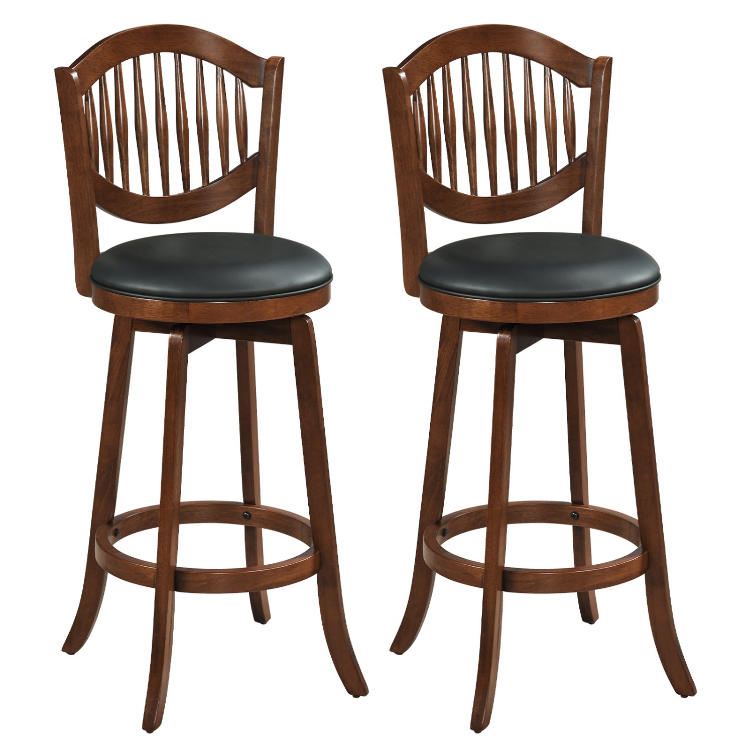 Swivel Bar Stools Set of 2 with Backrest and Wood Frame-30 Inches, Espresso Bar Stools Espresso at Gallery Canada