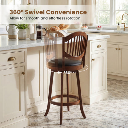 Swivel Bar Stools Set of 2 with Backrest and Wood Frame-30 Inches, Espresso Bar Stools at Gallery Canada