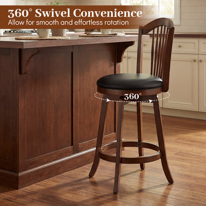 Swivel Bar Stool With Backrest, Wood Frame, 24 Inch Bar Stools at Gallery Canada