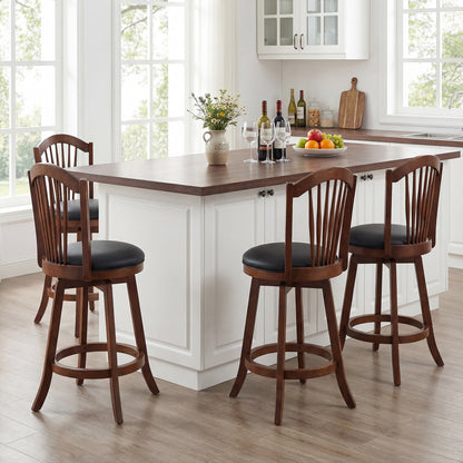 Swivel Bar Stool With Backrest, Wood Frame, 24 Inch Bar Stools at Gallery Canada