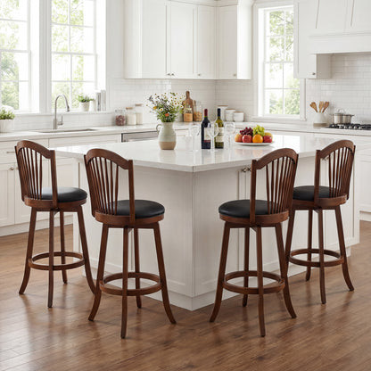 Swivel Bar Stools with Backrests, Wood Frame, 29" Bar Stools at Gallery Canada
