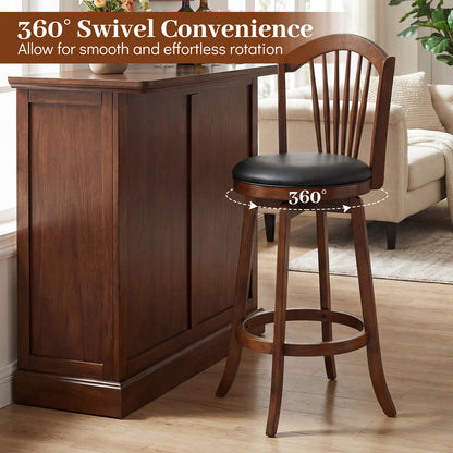 Swivel Bar Stools with Backrests, Wood Frame, 29" Bar Stools at Gallery Canada