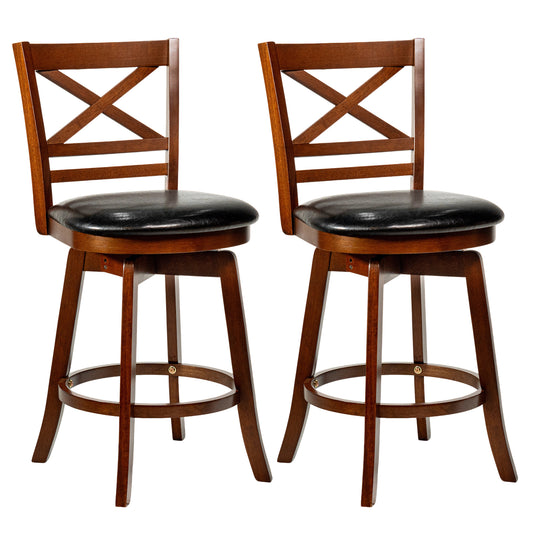 Swivel Barstools Set of 2 with Backrest and Footrest-24 Inches Bar Stools Options at Gallery Canada