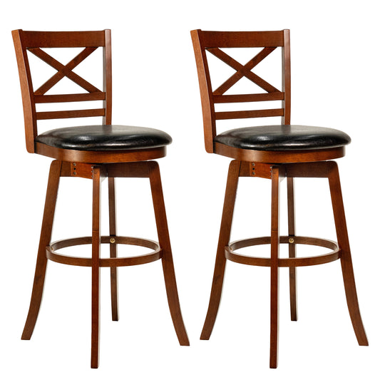 Swivel Barstools Set of 2 with Backrest and Footrest-29 Inches Bar Stools Options at Gallery Canada