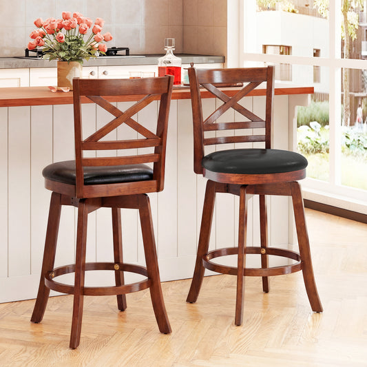 Swivel Barstools Set of 2 with Backrest and Footrest-24 Inches Bar Stools Options at Gallery Canada