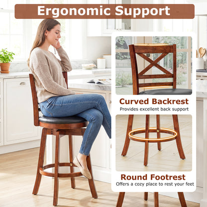 Swivel Barstools Set of 2 with Backrest and Footrest-24 Inches Bar Stools at Gallery Canada