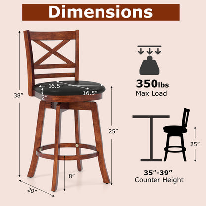 Swivel Barstools Set of 2 with Backrest and Footrest-24 Inches Bar Stools at Gallery Canada