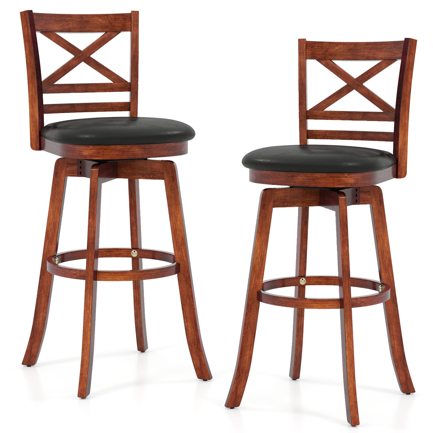 Swivel Barstools Set of 2 with Backrest and Footrest-29 Inches Bar Stools Options at Gallery Canada
