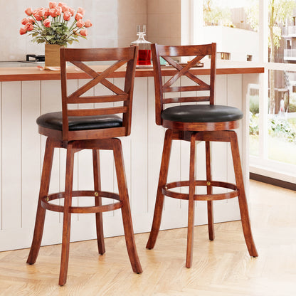 Swivel Barstools Set of 2 with Backrest and Footrest-29 Inches Bar Stools at Gallery Canada