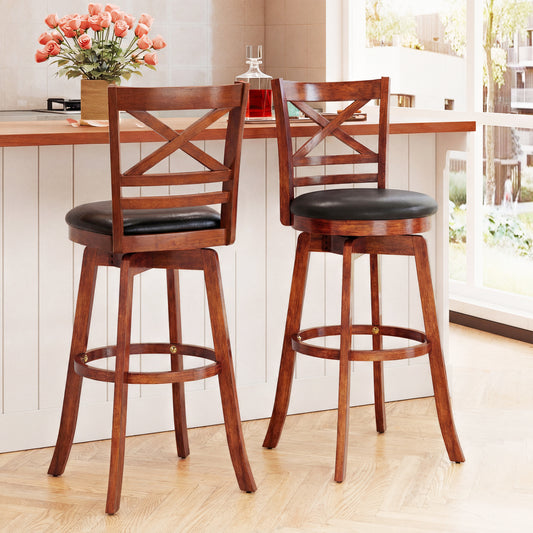 Swivel Barstools Set of 2 with Backrest and Footrest-29 Inches Bar Stools Options at Gallery Canada