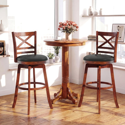 Swivel Barstools Set of 2 with Backrest and Footrest-29 Inches Bar Stools at Gallery Canada