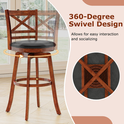 Swivel Barstools Set of 2 with Backrest and Footrest-29 Inches Bar Stools at Gallery Canada