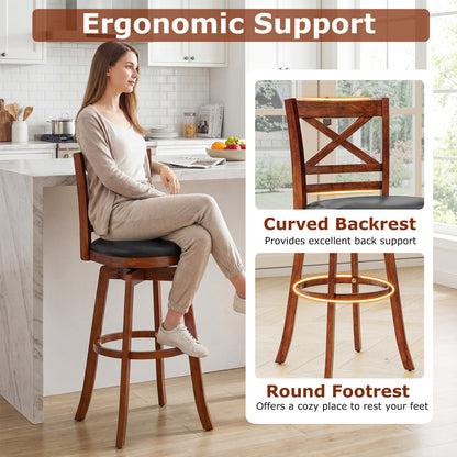 Swivel Barstools Set of 2 with Backrest and Footrest-29 Inches Bar Stools at Gallery Canada