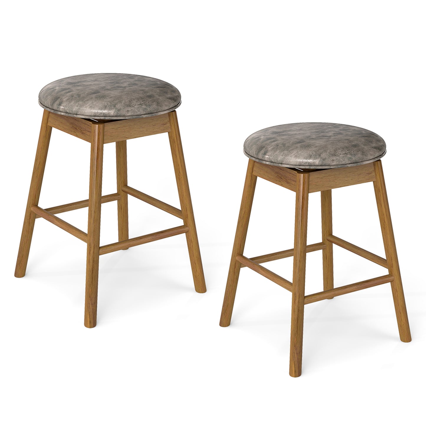 Swivel Counter Height Barstools with Solid Wood Legs and Footrests-Set of 2 Bar Stools Options at Gallery Canada