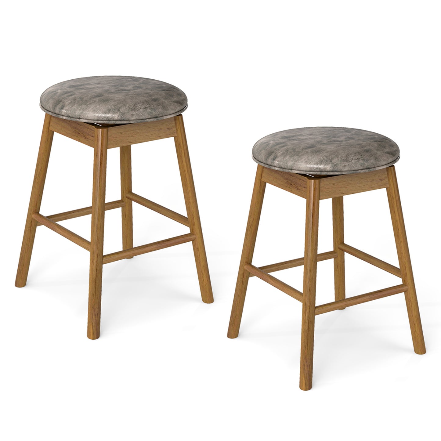 Swivel Counter Height Barstools with Solid Wood Legs and Footrests-Set of 2 Bar Stools at Gallery Canada