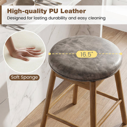 Swivel Counter Height Barstools with Solid Wood Legs and Footrests-Set of 2 Bar Stools at Gallery Canada