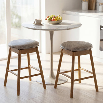Swivel Counter Height Barstools with Solid Wood Legs and Footrests-Set of 2 Bar Stools at Gallery Canada