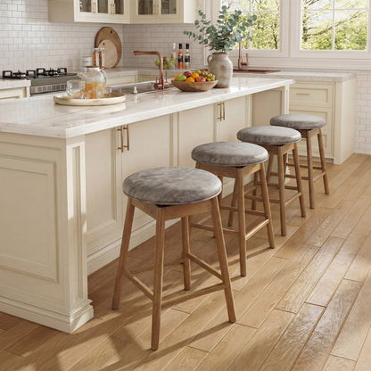 Swivel Counter Height Barstools with Solid Wood Legs and Footrests-Set of 2 Bar Stools at Gallery Canada