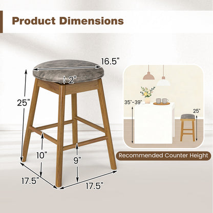 Swivel Counter Height Barstools with Solid Wood Legs and Footrests-Set of 2 Bar Stools at Gallery Canada