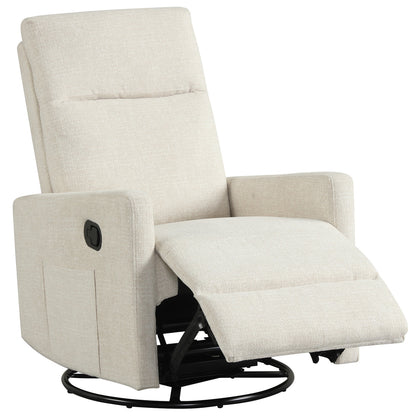 Swivel Rocking Chair 360° Recliner with Cushioned Back, Beige Floor Chairs at Gallery Canada