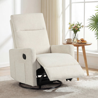 Swivel Rocking Chair 360° Recliner with Cushioned Back, Beige Floor Chairs at Gallery Canada