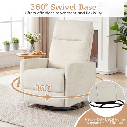 Swivel Rocking Chair 360° Recliner with Cushioned Back, Beige Floor Chairs at Gallery Canada