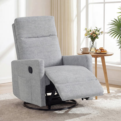 Swivel Rocking Chair 360°, Nursery Reclining Armchair, Gray Floor Chairs at Gallery Canada