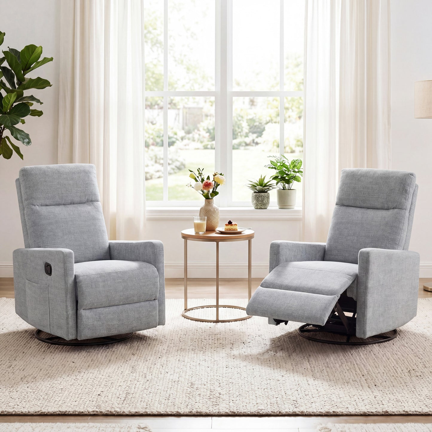 Swivel Rocking Chair 360°, Nursery Reclining Armchair, Gray Floor Chairs at Gallery Canada