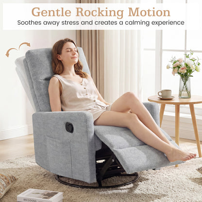 Swivel Rocking Chair 360°, Nursery Reclining Armchair, Gray Floor Chairs at Gallery Canada