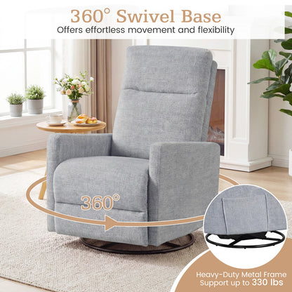Swivel Rocking Chair 360°, Nursery Reclining Armchair, Gray Floor Chairs at Gallery Canada