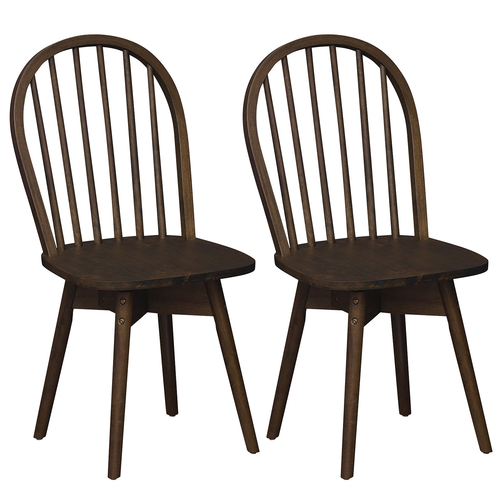 Swivel Windsor Dining Chairs Set of 2, Solid Rubber Wood Frame, Walnut Dining Chairs Walnut at Gallery Canada
