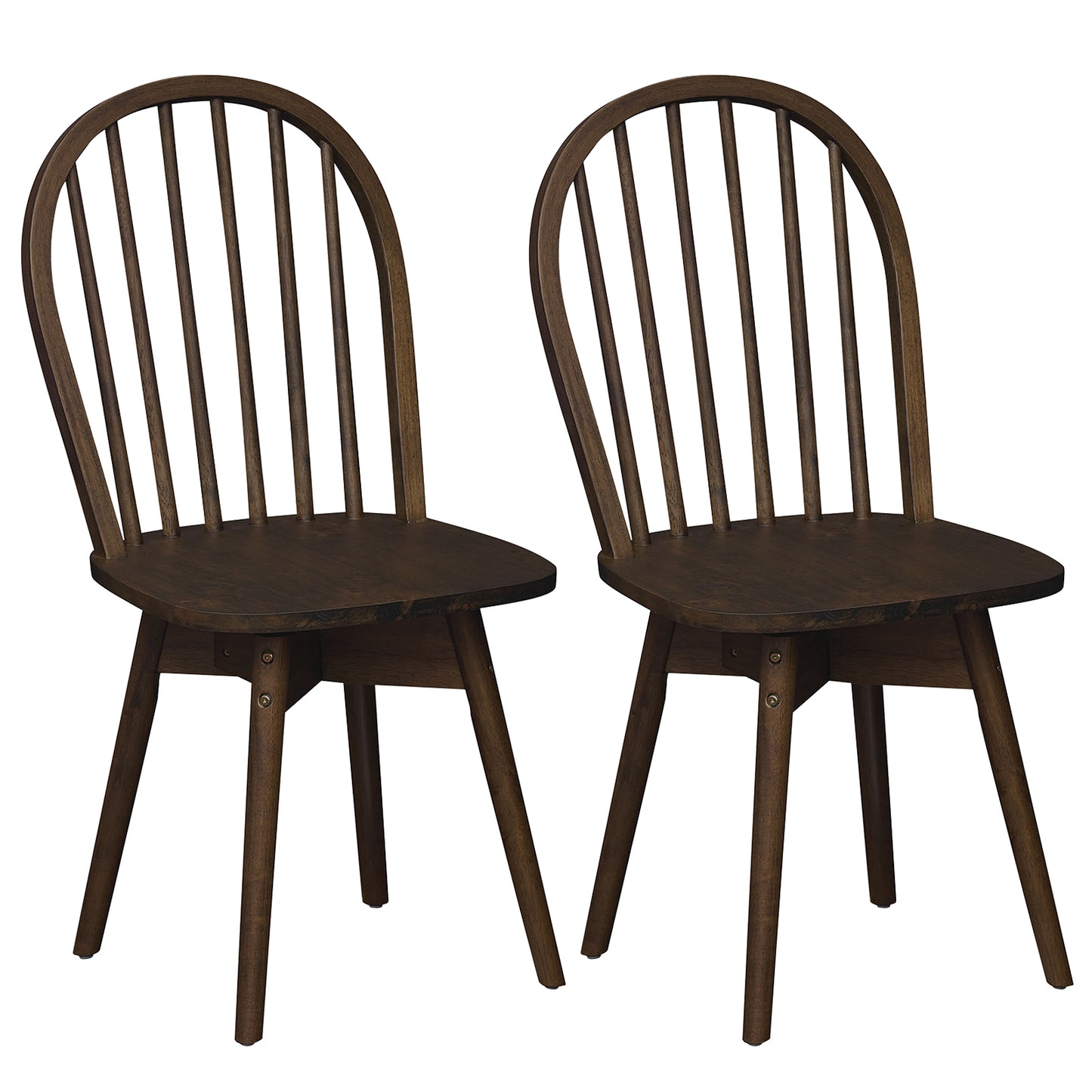Swivel Windsor Dining Chairs Set of 2, Solid Rubber Wood Frame, Walnut Dining Chairs Walnut at Gallery Canada