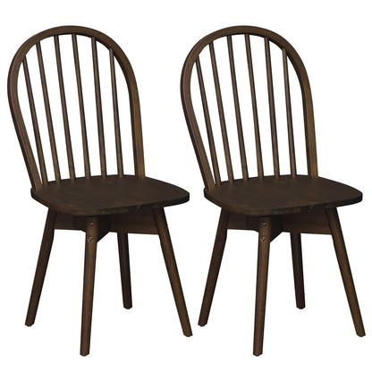 Swivel Windsor Dining Chairs Set of 2, Solid Rubber Wood Frame, Walnut Dining Chairs Walnut at Gallery Canada