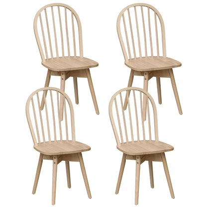 Swivel Windsor Dining Chairs, Set of 4, Solid Rubber Wood Frame, Natural Dining Chairs Natural at Gallery Canada