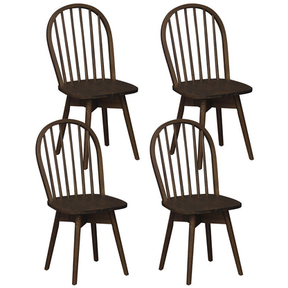 Swivel Windsor Dining Chairs, Set of 4, Solid Rubber Wood Frame, Walnut Dining Chairs Walnut at Gallery Canada
