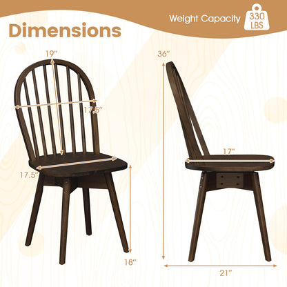 Swivel Windsor Dining Chairs, Set of 4, Solid Rubber Wood Frame, Walnut Dining Chairs at Gallery Canada