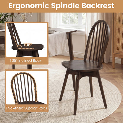 Swivel Windsor Dining Chairs, Set of 4, Solid Rubber Wood Frame, Walnut Dining Chairs at Gallery Canada