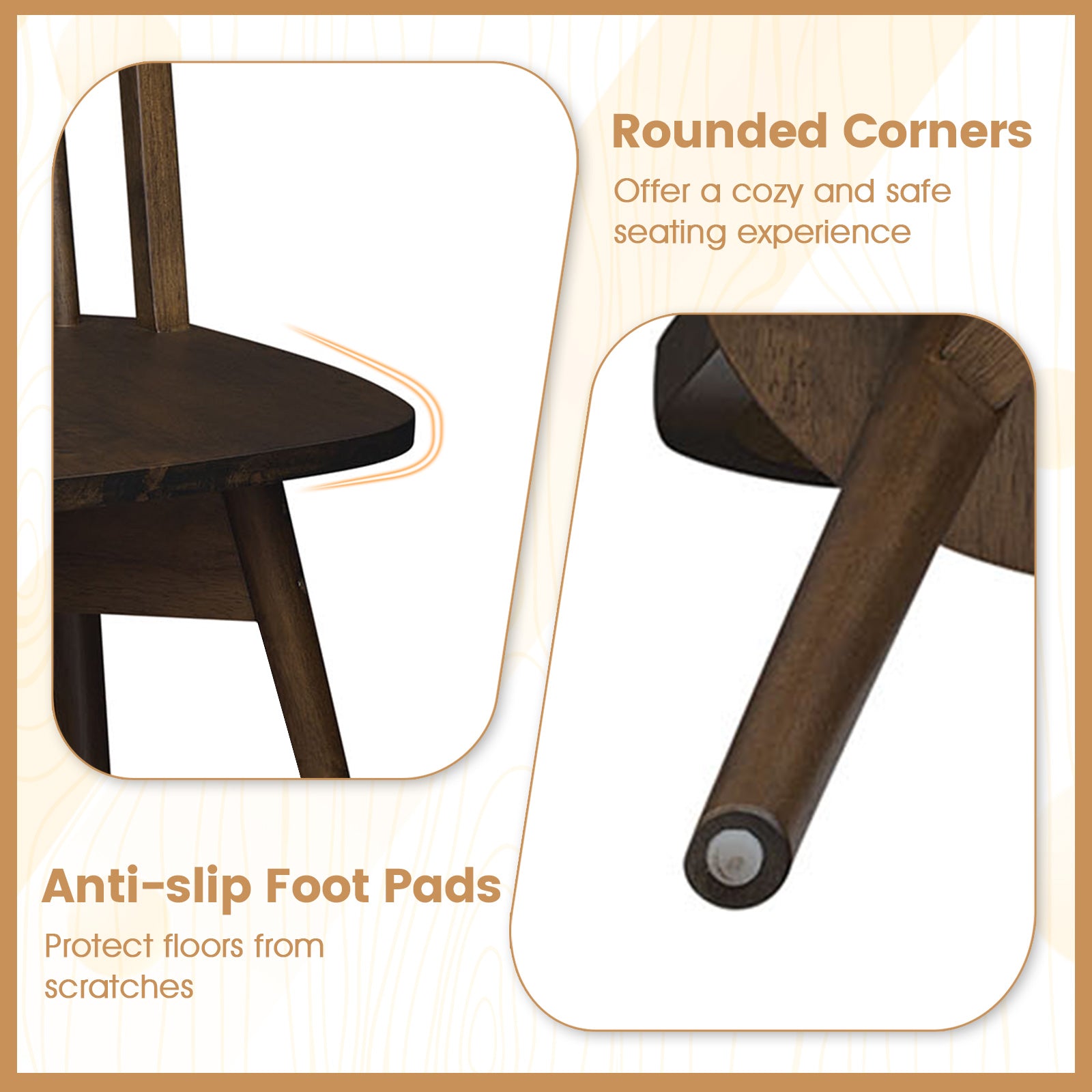 Swivel Windsor Dining Chairs, Set of 4, Solid Rubber Wood Frame, Walnut Dining Chairs at Gallery Canada